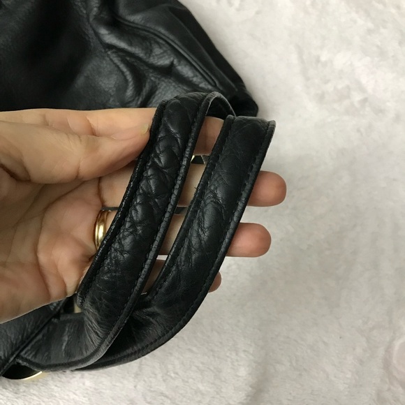 Michael Michael Kors Womens Pebbled Leather Top Handle Logo Tote Handbag Black - Picture 15 of 16